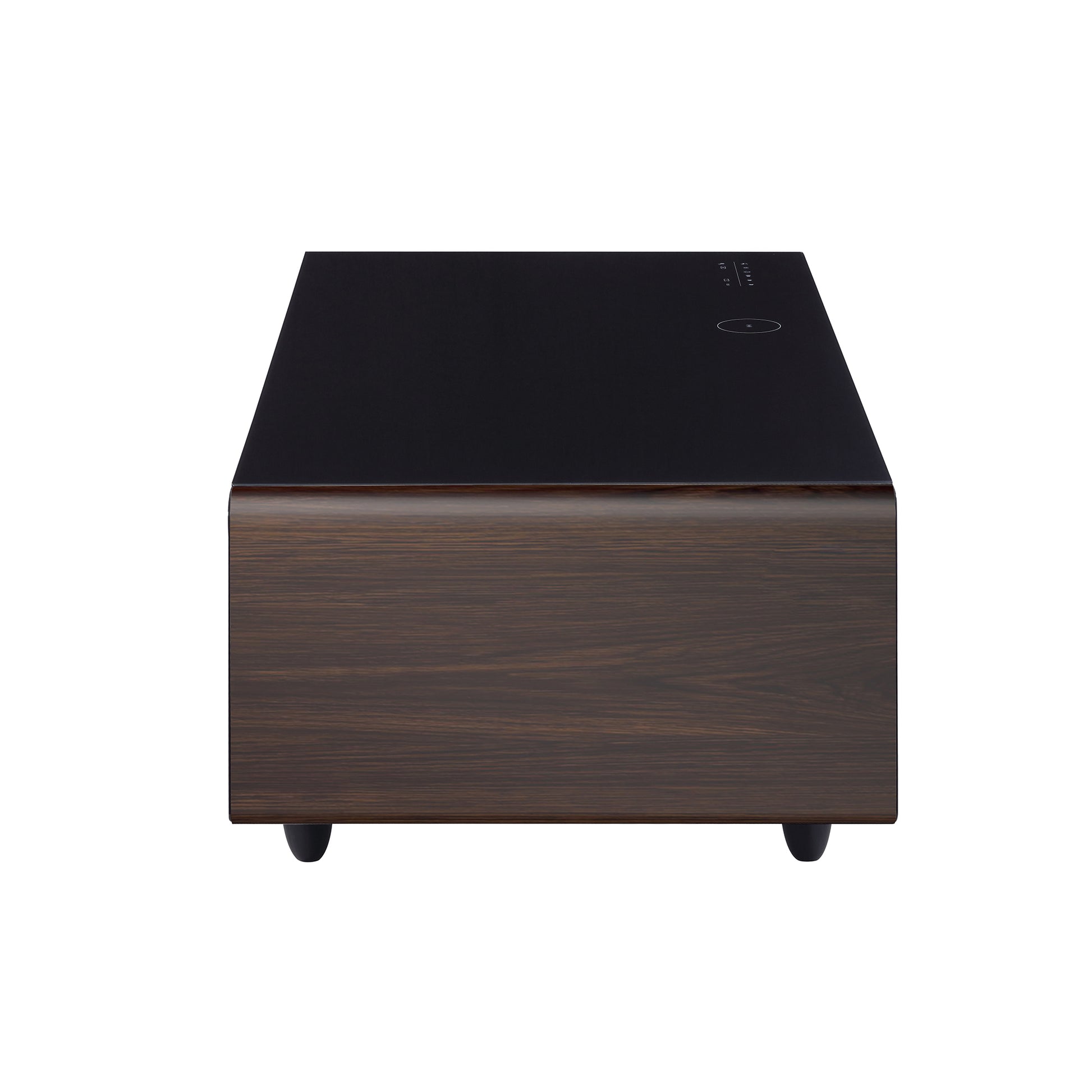 Modern Smart Coffee Table With Built In Fridge, Bluetooth Speaker, Wireless Charging Module, Touch Control Panel, Power Socket, Usb Interface, Outlet Protection, Atmosphere Light, And More, Brown Black Brown Built In Outlets Or Usb Primary Living Space