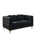 60Inch Oversized 2 Seater Sectional Sofa, Living Room Comfort Fabric Sectional Sofa Deep Seating Sectional Sofa, Soft Sitting With 2 Pillows For Living Room, Bedroom, Office, Black Teddy W834S00030 Black Primary Living Space American Design Foam Fabric 2
