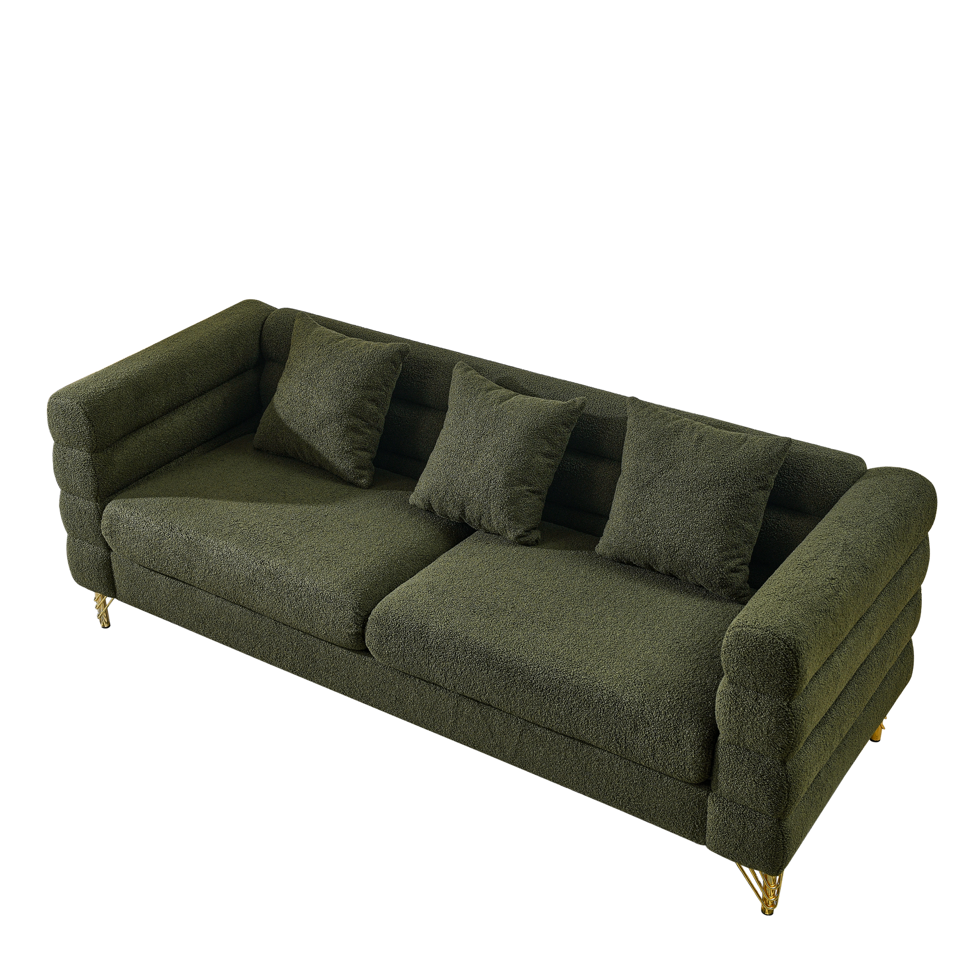 3 Seater 3 Seater Combination Sofa.Green Teddy Green Primary Living Space American Design Foam Fabric