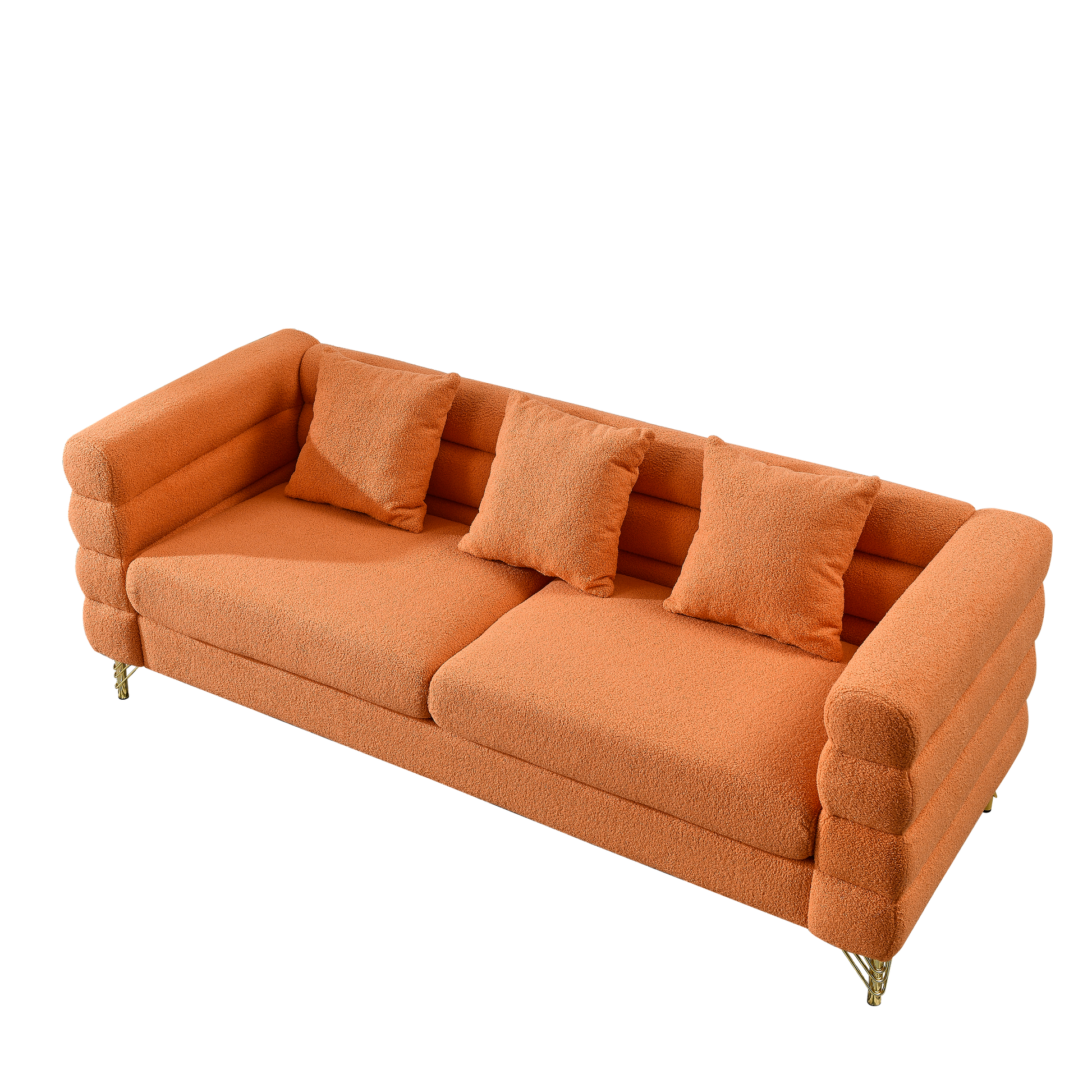 3 Seater 3 Seater Combination Sofa.Orange Teddy Orange Primary Living Space American Design Foam Fabric