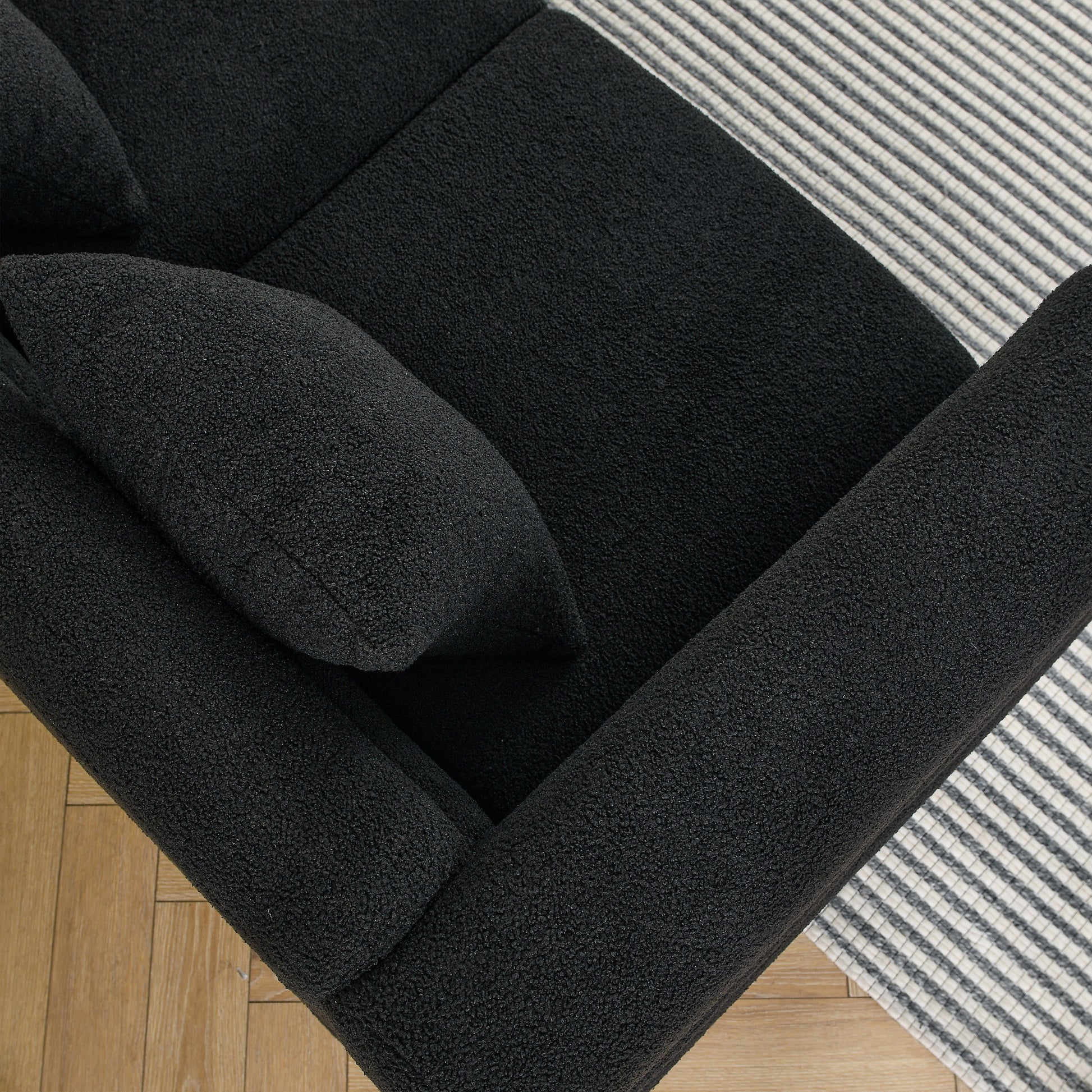3 Seater 3 Seater Combination Sofa.Black Teddy Black Primary Living Space American Design Foam Fabric