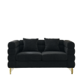60Inch Oversized 2 Seater Sectional Sofa, Living Room Comfort Fabric Sectional Sofa Deep Seating Sectional Sofa, Soft Sitting With 2 Pillows For Living Room, Bedroom, Office, Black Teddy W834S00030 Black Primary Living Space American Design Foam Fabric 2