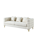 81 Inch Oversized 3 Seater Sectional Sofa, Living Room Comfort Fabric Sectional Sofa Deep Seating Sectional Sofa, Soft Sitting With 3 Pillows For Living Room,Bedroom,White Teddy Ivory W834S00036