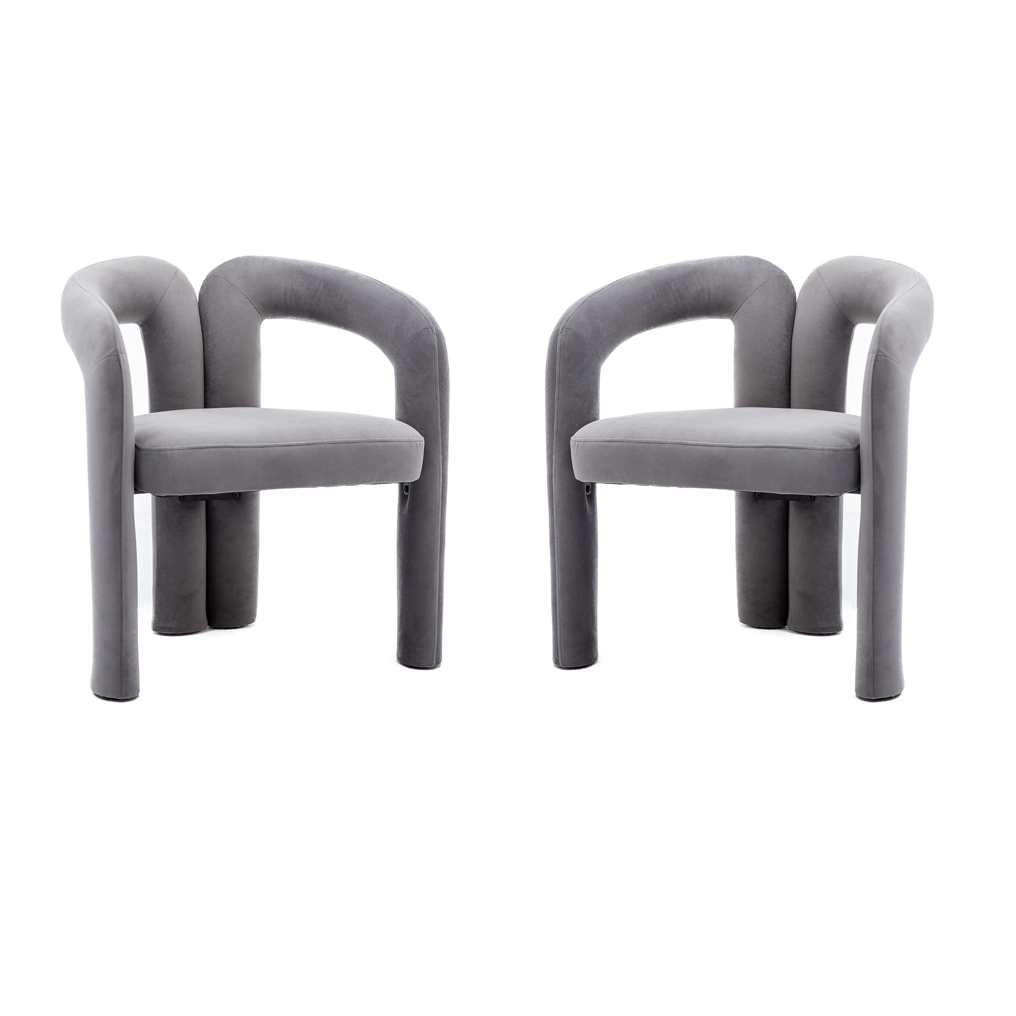 Coolmore Contemporary Designed Velvet Fabric Upholstered Accent Dining Chair Barrel Side Chairs Kitchen Armchair For Living Room Set Of 2 Gray Velvet Gray Foam Velvet
