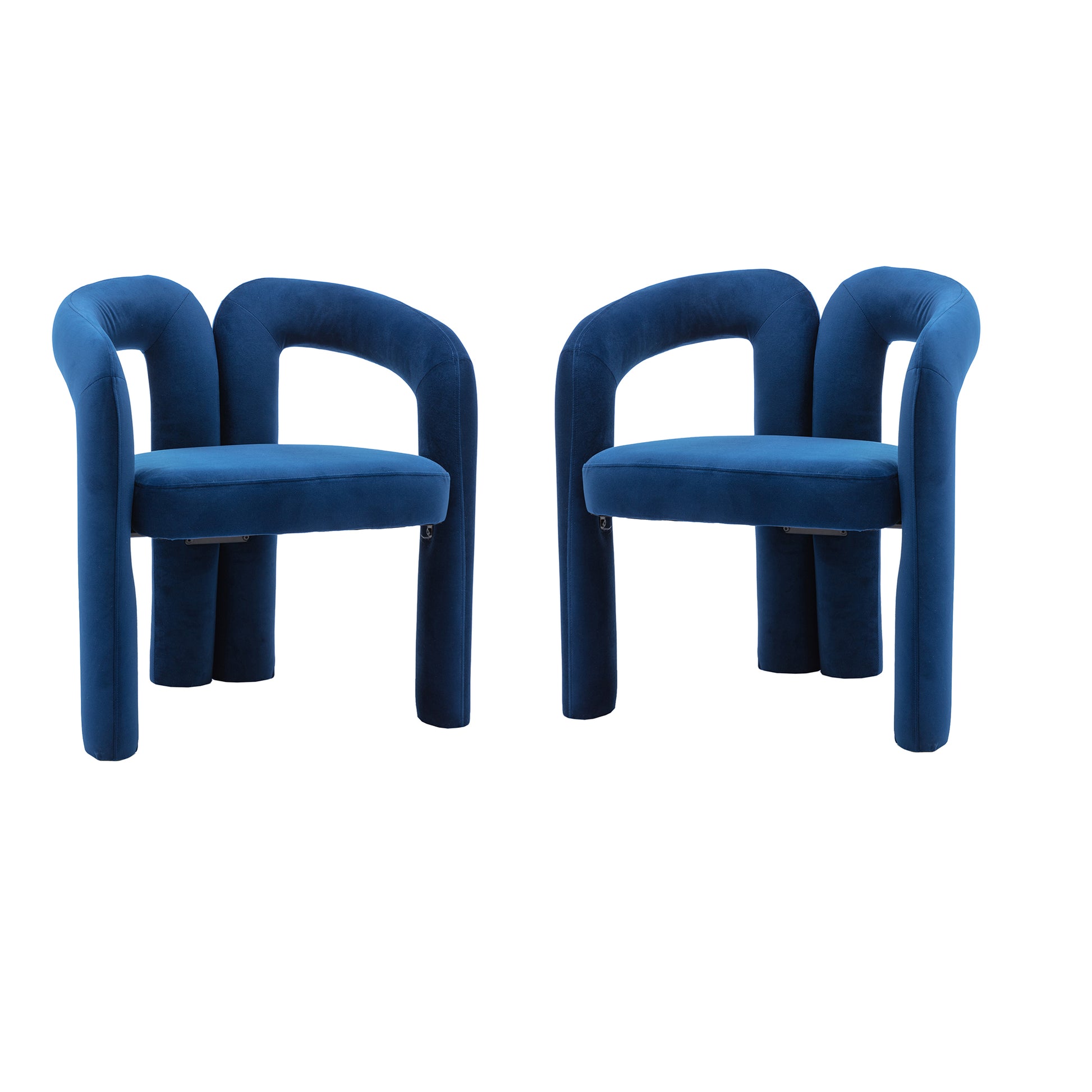 Coolmore Contemporary Designed Velvet Fabric Upholstered Accent Dining Chair Barrel Side Chairs Kitchen Armchair For Living Room Set Of 2 Navy Velvet Navy Foam Velvet