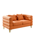 60Inch Oversized 2 Seater Sectional Sofa, Living Room Comfort Fabric Sectional Sofa Deep Seating Sectional Sofa, Soft Sitting With 2 Pillows For Living Room,Bedroom,Office,Orange Teddy W834S00031 Orange Primary Living Space American Design Foam Fabric 2