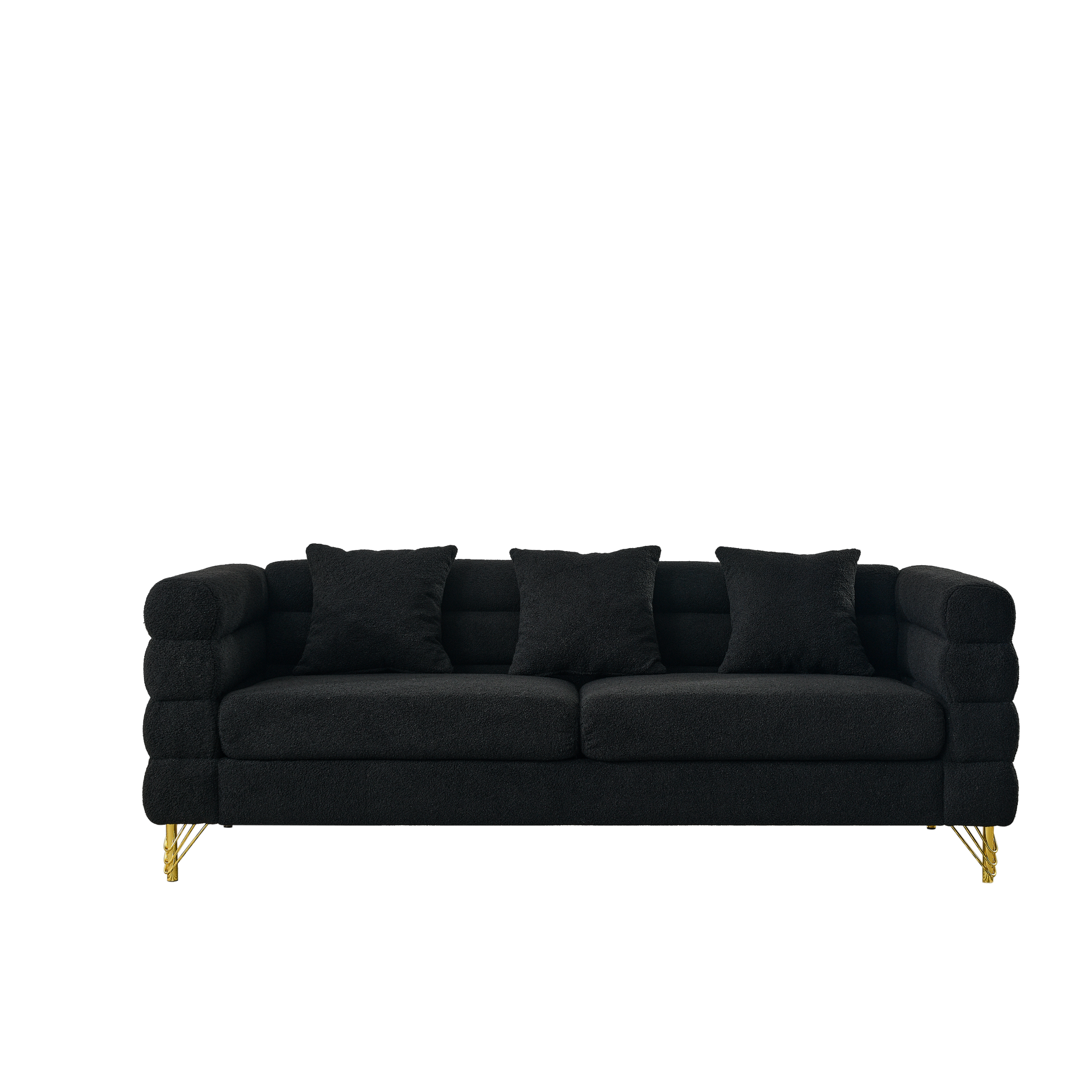 3 Seater 2 Seater Combination Sofa.Black Teddy Black Primary Living Space American Design Foam Fabric