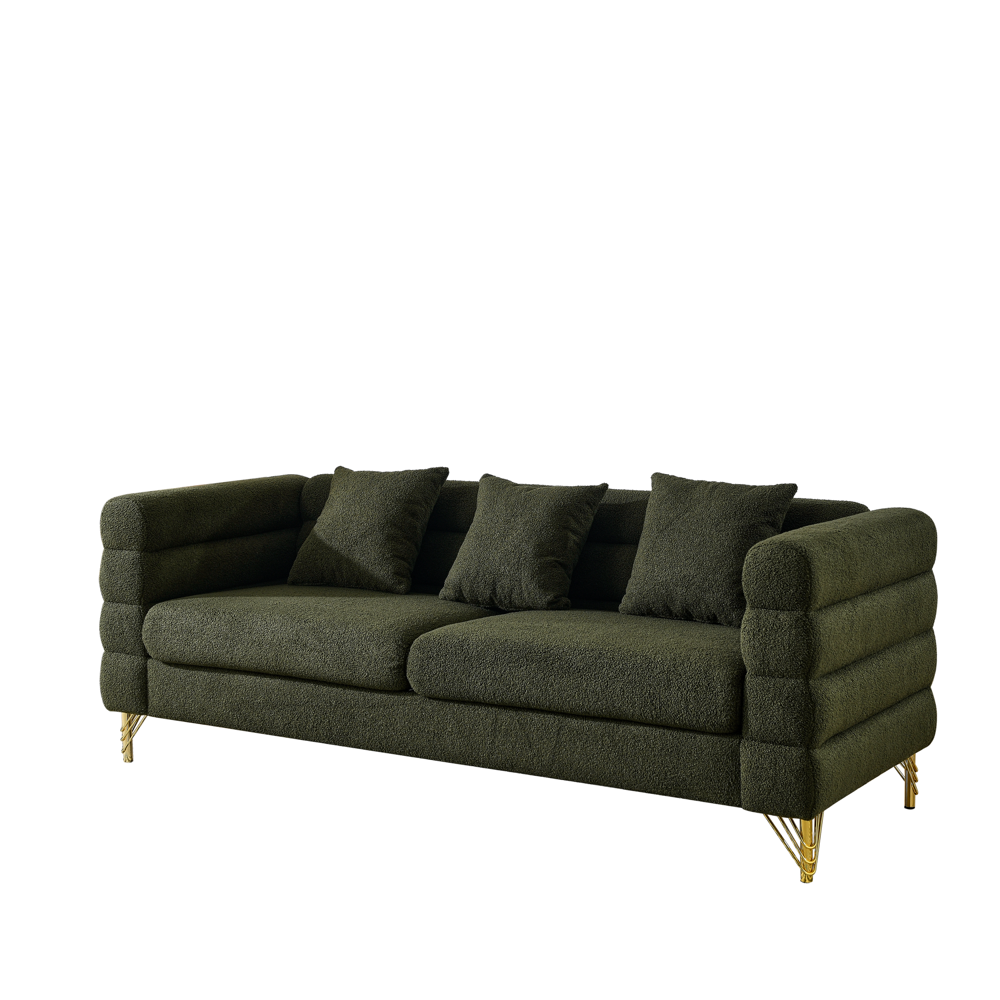 81Inch Oversized 3 Seater Sectional Sofa, Living Room Comfort Fabric Sectional Sofa Deep Seating Sectional Sofa, Soft Sitting With 3 Pillows For Living Room, Bedroom, Office Green Teddy W834S00033 Green Primary Living Space American Design Foam Fabric 3