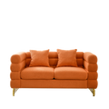 60Inch Oversized 2 Seater Sectional Sofa, Living Room Comfort Fabric Sectional Sofa Deep Seating Sectional Sofa, Soft Sitting With 2 Pillows For Living Room,Bedroom,Office,Orange Teddy W834S00031 Orange Primary Living Space American Design Foam Fabric 2