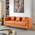 81 Inch Oversized 3 Seater Sectional Sofa, Living Room Comfort Fabric Sectional Sofa Deep Seating Sectional Sofa, Soft Sitting With 3 Pillows For Living Room,Bedroom,Office.,Orange Teddy W834S00034 Orange Primary Living Space American Design Foam Fabric
