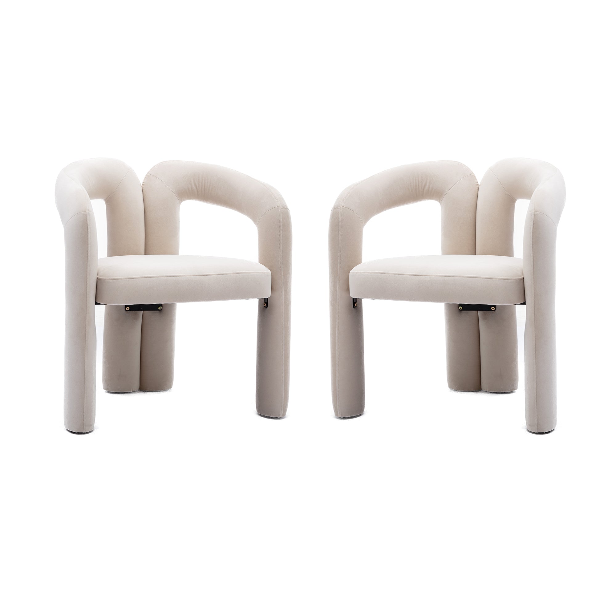 Coolmore Contemporary Designed Velvet Fabric Upholstered Accent Dining Chair Barrel Side Chairs Kitchen Armchair For Living Room Set Of 2 Beige Velvet Beige Foam Velvet