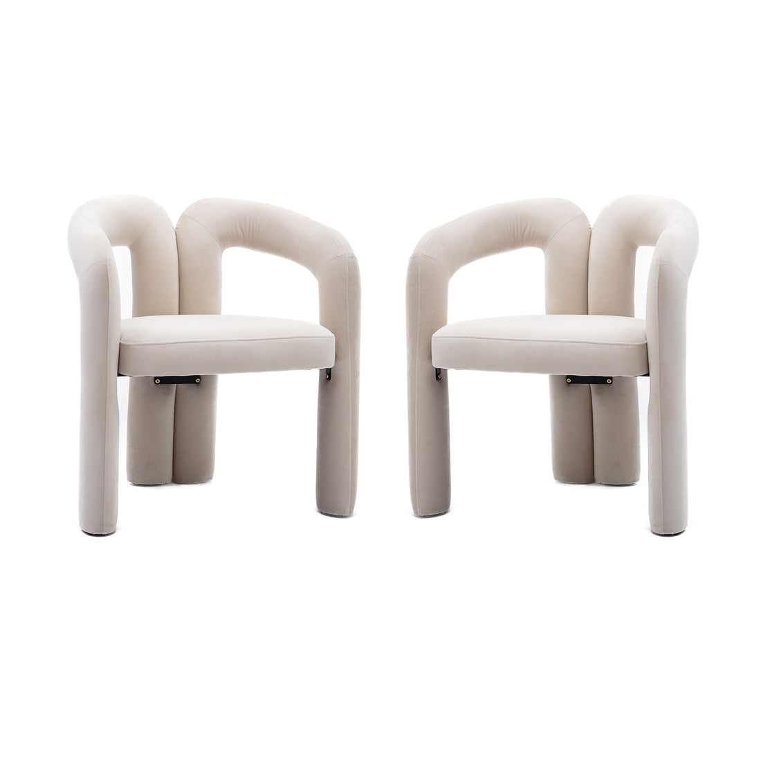 Coolmore Contemporary Designed Velvet Fabric Upholstered Accent Dining Chair Barrel Side Chairs Kitchen Armchair For Living Room Set Of 2 Beige Velvet Beige Foam Velvet