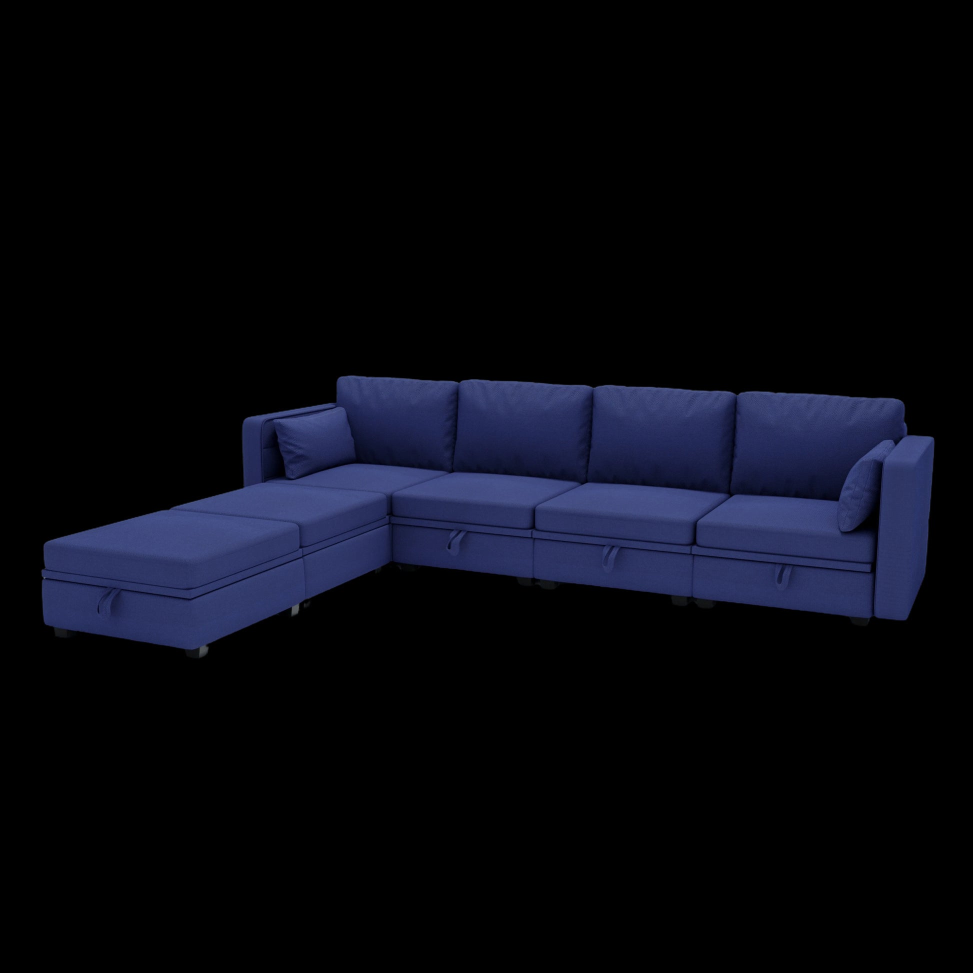 United We Win Modular Sectional Sofa U Shaped Modular Couch With Reversible Chaise Modular Sofa Sectional Couch With Storage Seats Navy Linen