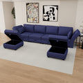 United We Win Modular Sectional Sofa U Shaped Modular Couch With Reversible Chaise Modular Sofa Sectional Couch With Storage Seats Navy Linen