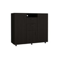 3 Piece Bedroom Set, Milano Double Door Cabinet Dresser 2 Omaha Nightstands, Black Black Particle Board Particle Board
