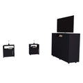 3 Piece Bedroom Set, Milano Double Door Cabinet Dresser 2 Omaha Nightstands, Black Black Particle Board Particle Board