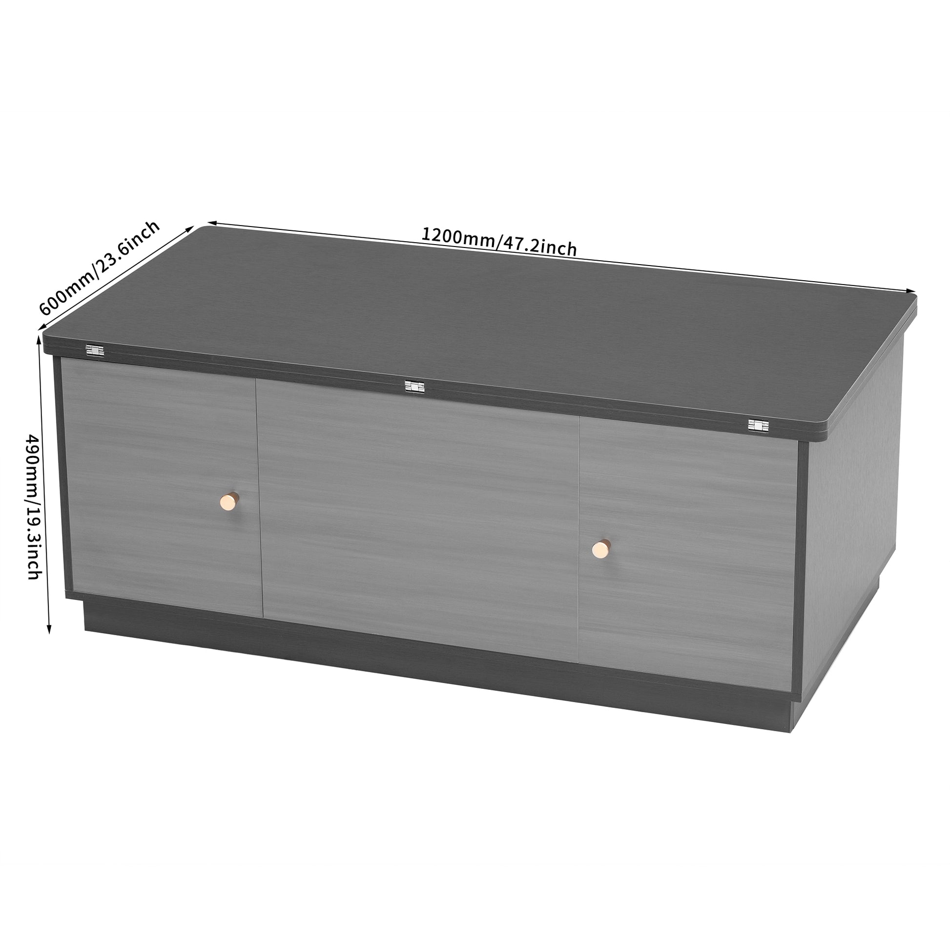 Modern Gray Multi Functional Rectangle Lift Top Coffee Table Extendable With Storage Dark Gray Mdf