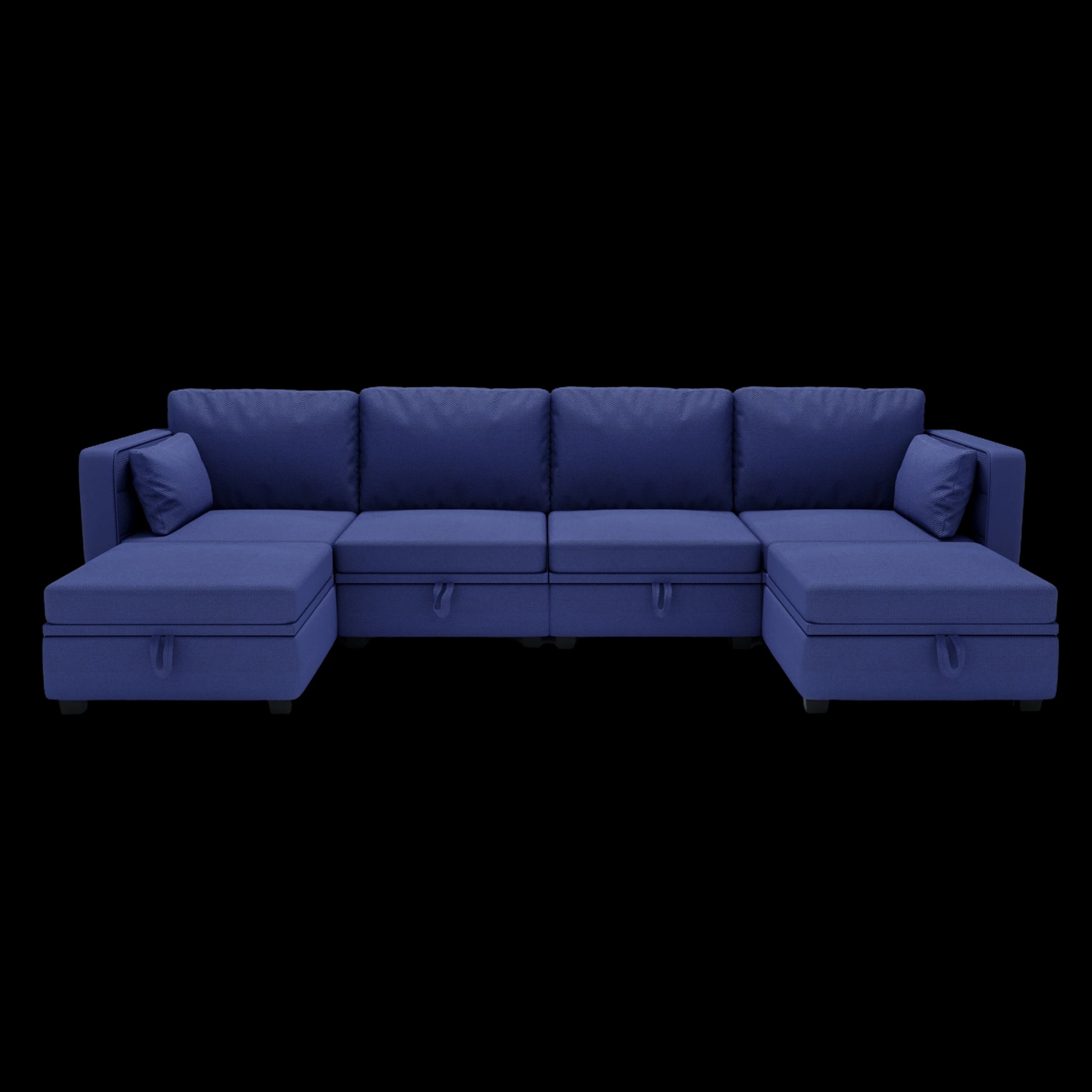 United We Win Modular Sectional Sofa U Shaped Modular Couch With Reversible Chaise Modular Sofa Sectional Couch With Storage Seats Navy Linen