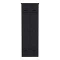 Dresser Closet With Upper Storage Covered With 1 Door, 2 Central Shelves, 1 Tube For Hanging Clothes Covered By 2 Doors, 1 Drawer At The Bottom, Black Black Particle Board Particle Board