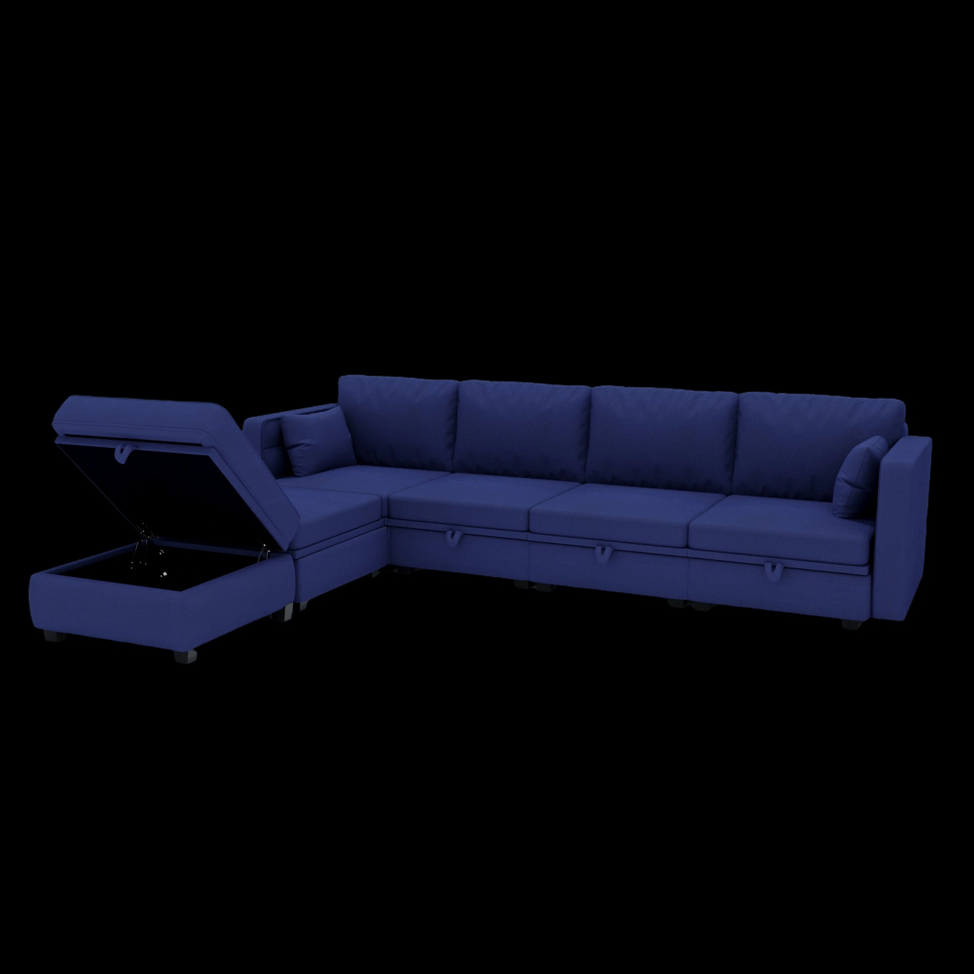 United We Win Modular Sectional Sofa U Shaped Modular Couch With Reversible Chaise Modular Sofa Sectional Couch With Storage Seats Navy Linen