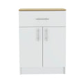 2 Piece Kitchen Set, Kitchen Island Table Pantry Cabinet, White Light Oak White Particle Board Particle Board