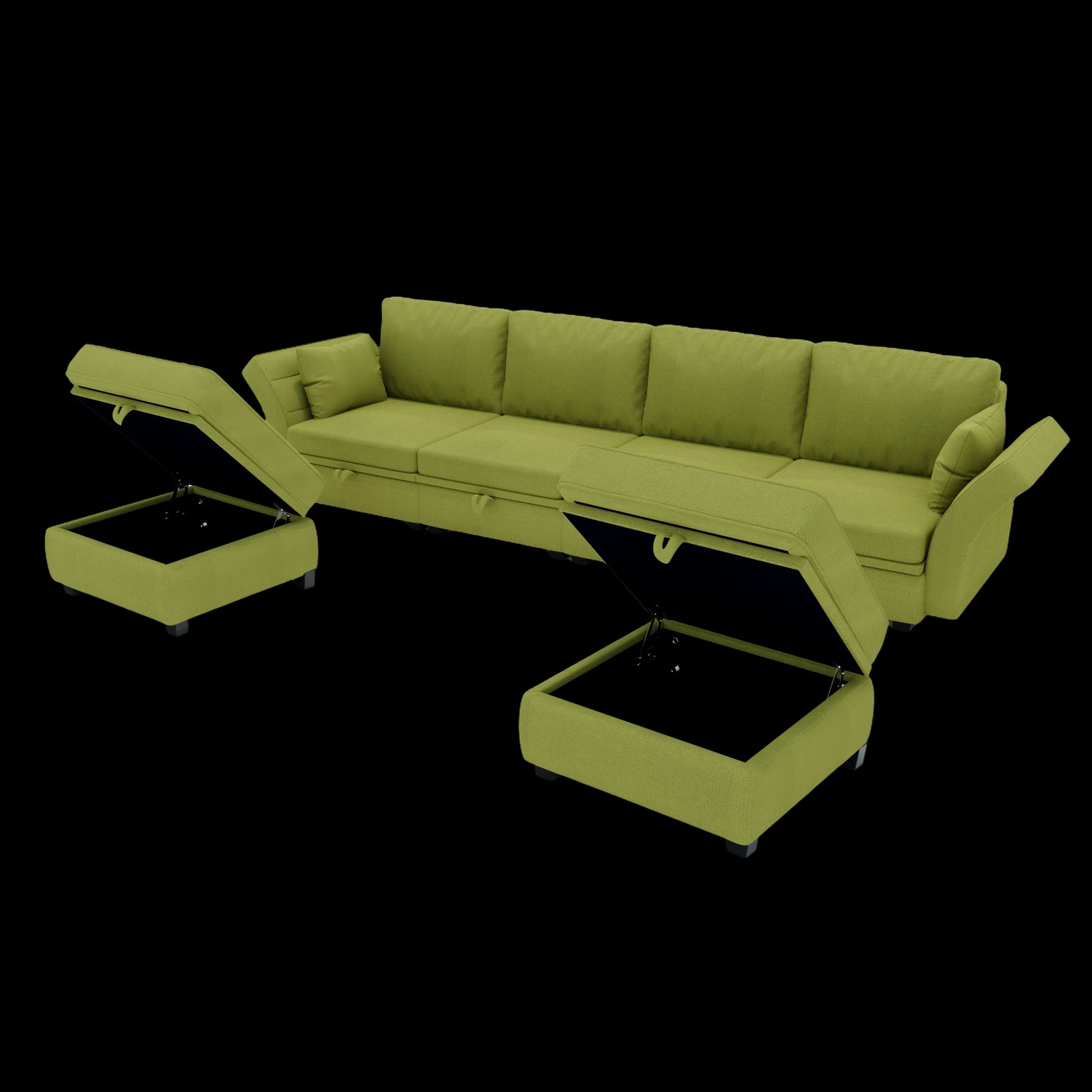 United We Win Modular Sectional Sofa U Shaped Modular Couch With Reversible Chaise Modular Sofa Sectional Couch With Storage Seats Olive Linen