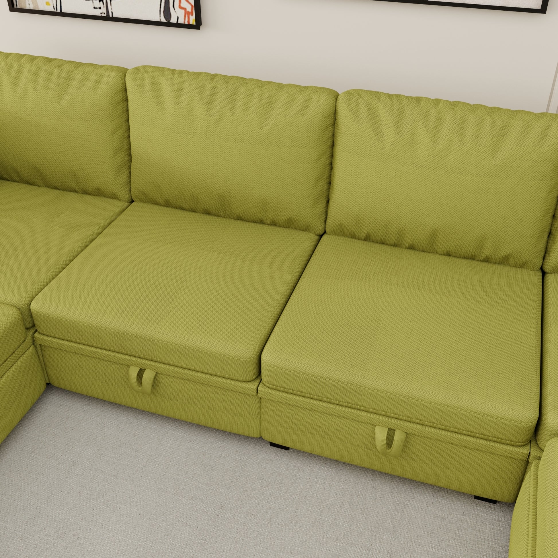 United We Win Modular Sectional Sofa U Shaped Modular Couch With Reversible Chaise Modular Sofa Sectional Couch With Storage Seats Olive Linen