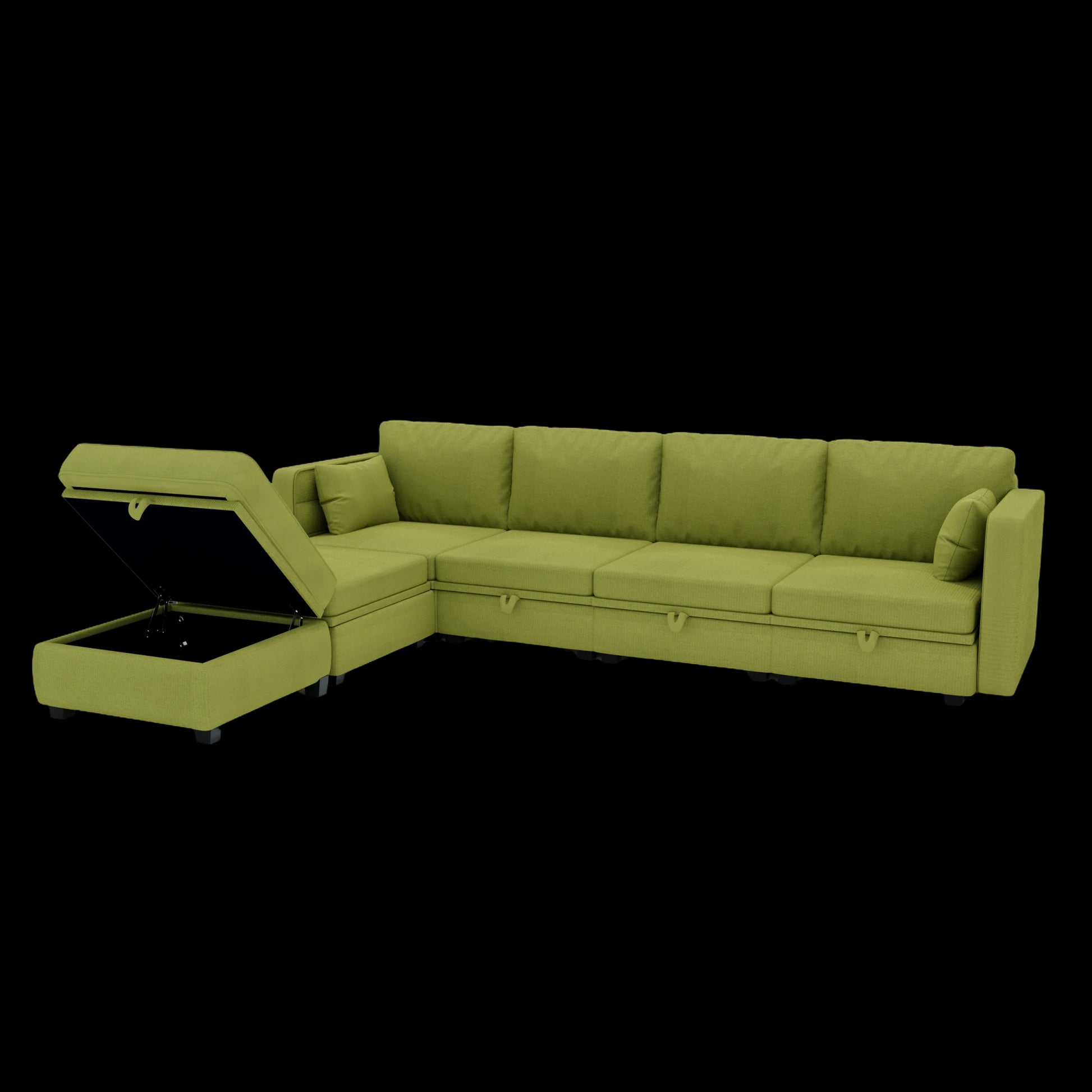 United We Win Modular Sectional Sofa U Shaped Modular Couch With Reversible Chaise Modular Sofa Sectional Couch With Storage Seats Olive Linen