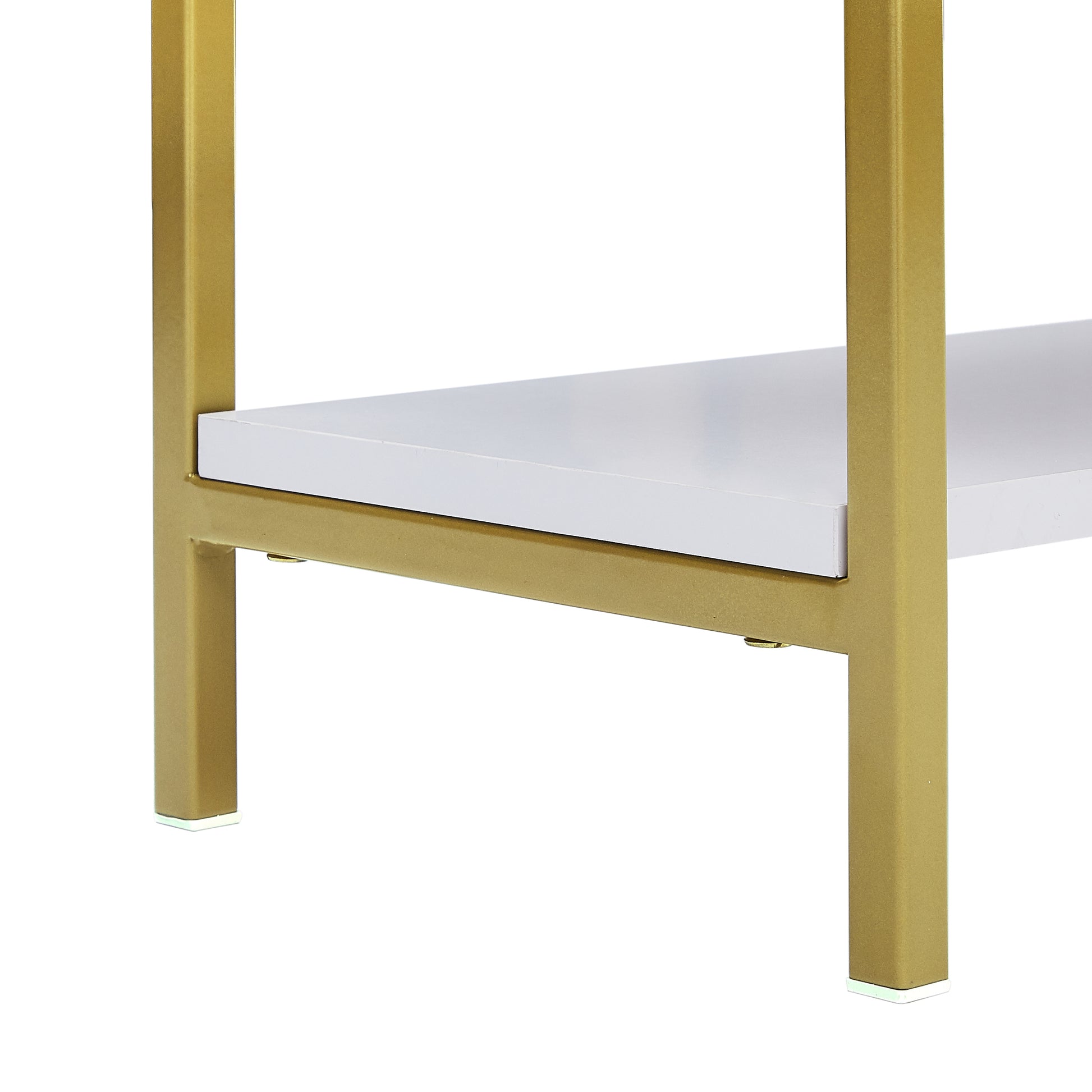 74.8 Inch 5 Tiers Office Bookcase Bookshelf, Display Shelf With Round Top, X Bar Gold Frame Golden White Mdf Steel