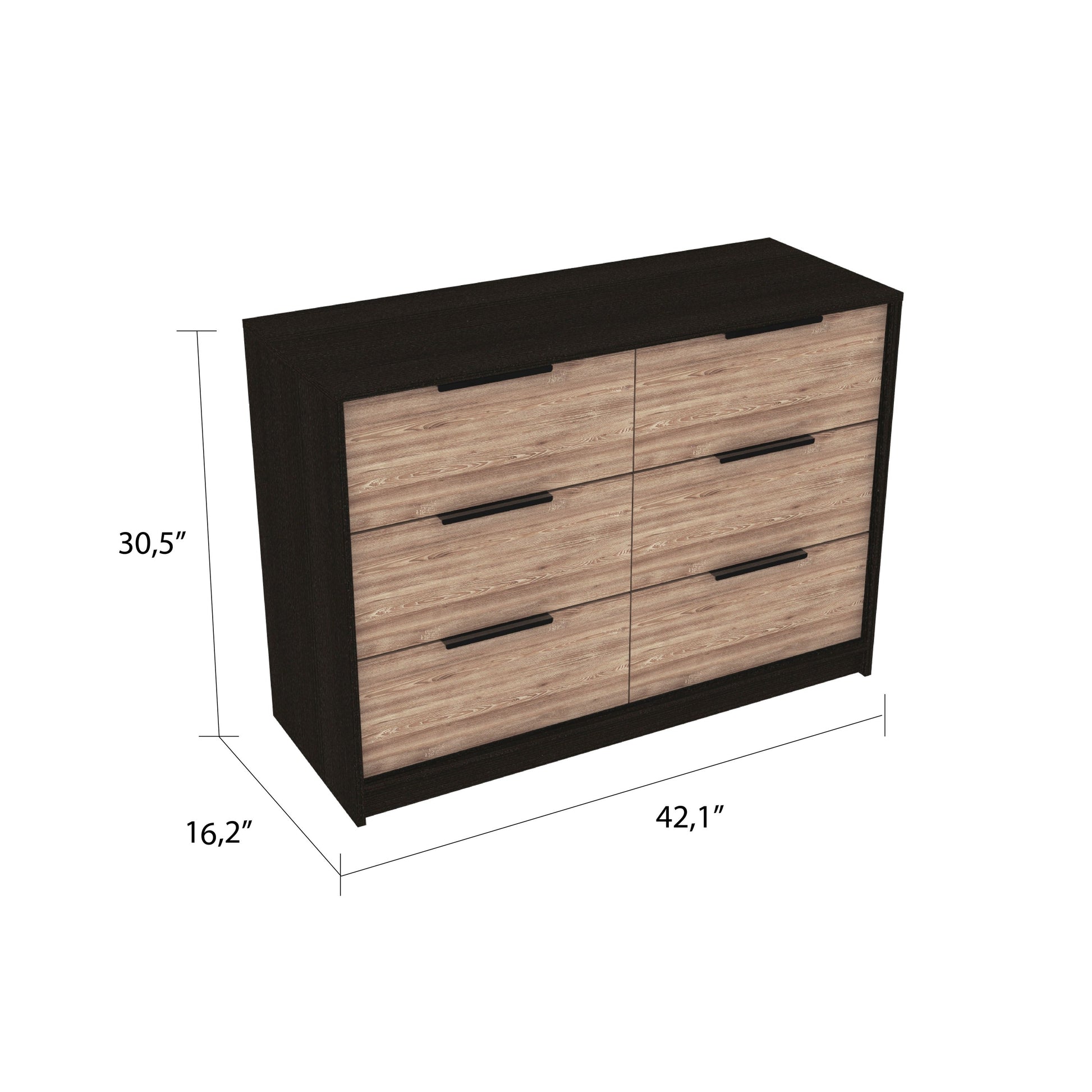 2 Piece Bedroom Set, Egeo 4 Drawer Dresser Omaha Nightstand, Black Pine Black Particle Board Particle Board