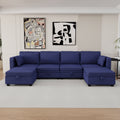United We Win Modular Sectional Sofa U Shaped Modular Couch With Reversible Chaise Modular Sofa Sectional Couch With Storage Seats Navy Linen