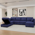 United We Win Modular Sectional Sofa U Shaped Modular Couch With Reversible Chaise Modular Sofa Sectional Couch With Storage Seats Navy Linen