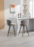 Coolmore Counter Height Bar Stools Set Of 2 For Kitchen Counter Solid Wood Legs With A Fixed Height Of 360 Degrees Gray Velvet