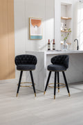 Coolmore Counter Height Bar Stools Set Of 2 For Kitchen Counter Solid Wood Legs With A Fixed Height Of 360 Degrees Black Velvet