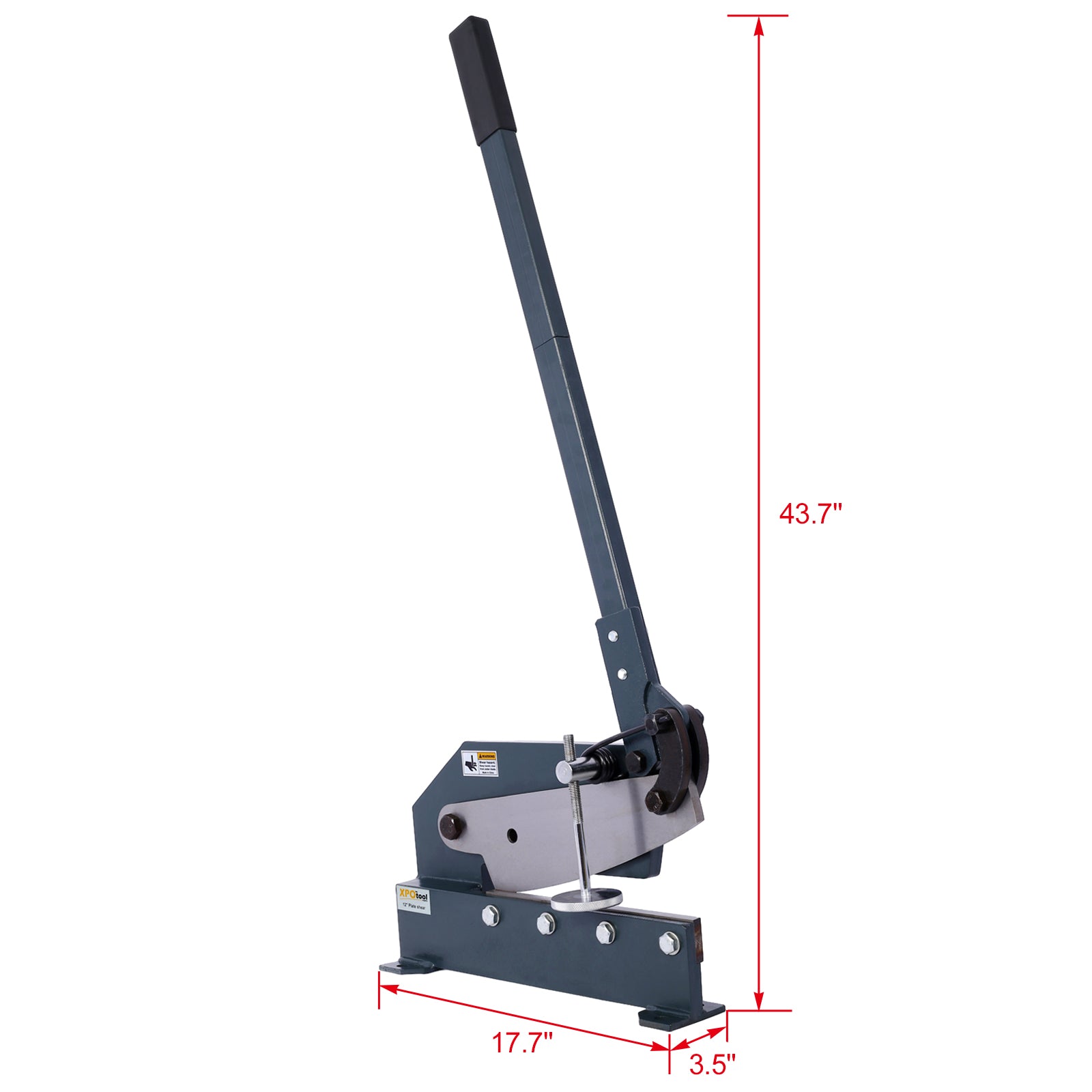 Industrial 12 Inch Sheet Metal Plate Shear, Solid Construction Mounting Type Metal Shear, High Precision Manual Hand Plate Shear Gray Metal