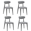 Set Of 4 Modern Dining Chairscurved Backrest Round Upholstered And Metal Frame,Grey Gray Foam Metal