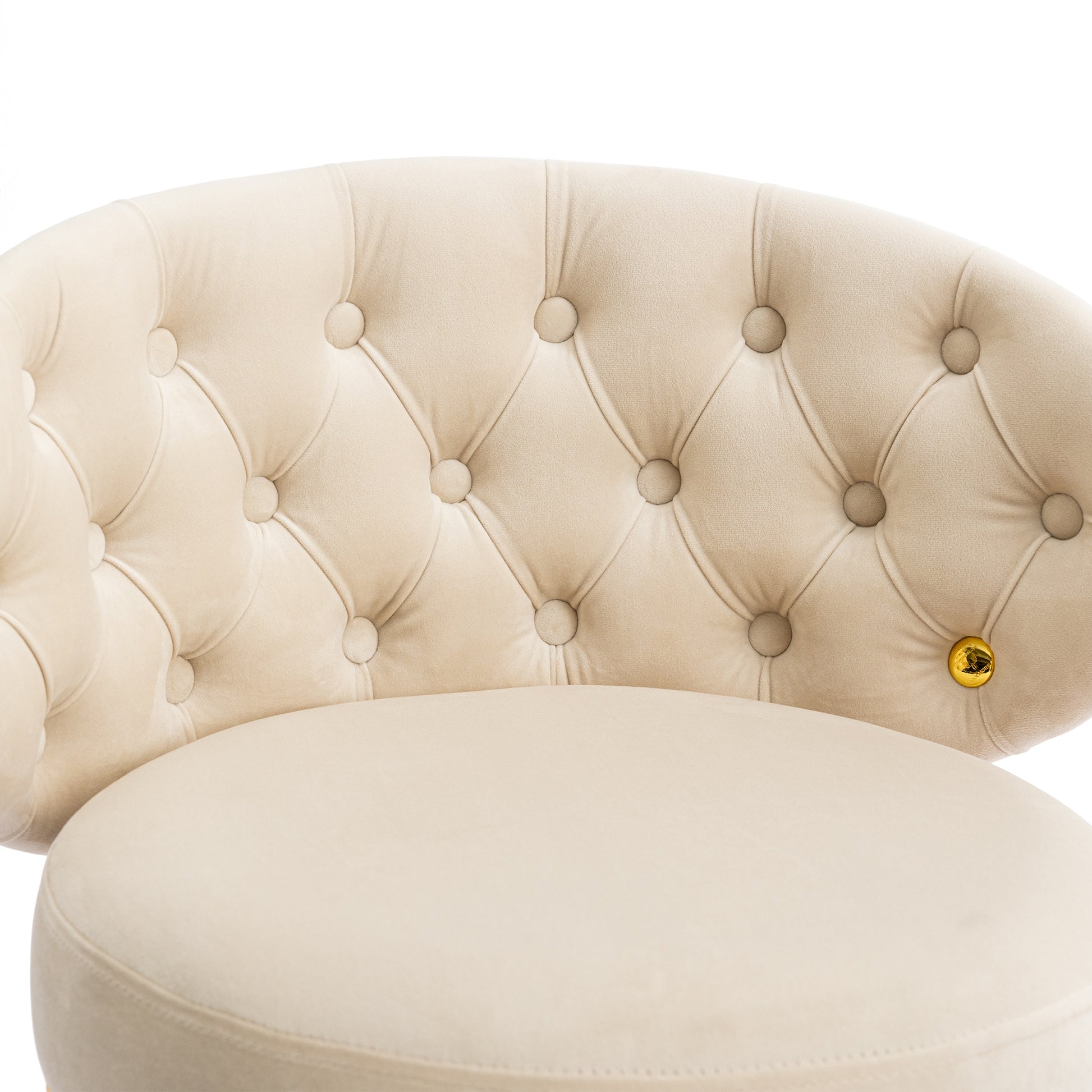 Coolmore Counter Height Bar Stools Set Of 2 For Kitchen Counter Solid Wood Legs With A Fixed Height Of 360 Degrees Beige Velvet