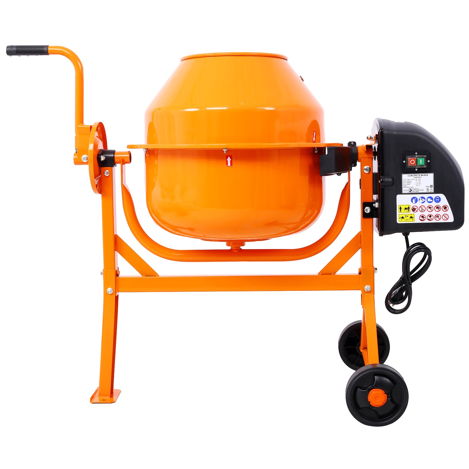 Cement Mixer, 3 Cu. Ft Electric Concrete Mixer Machine, 110V Ac Motor Portable Power Cement Mixers For Mortar, Stucco And Fodder Orange Steel
