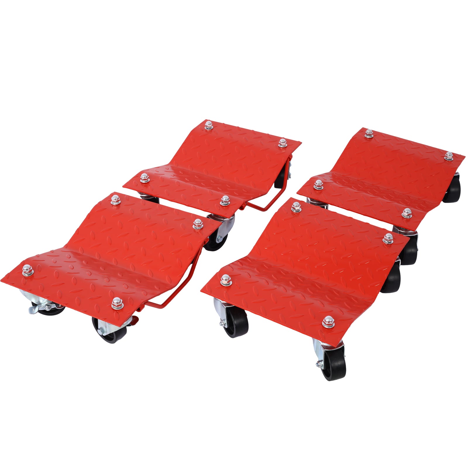 Car Dolly, Heavy Duty Wheel Dolly,4 Tire Wheel Dolly Car Stakes 6000Lbs Capacity,Red Red Steel