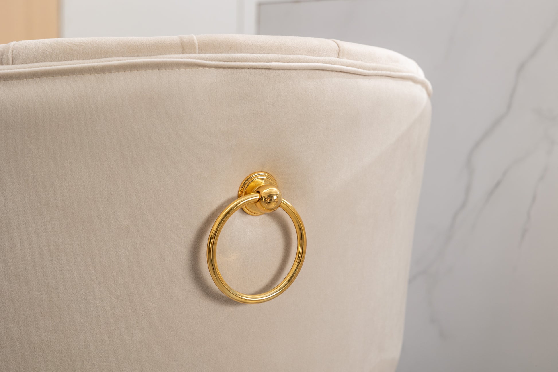 Coolmore Counter Height Bar Stools Set Of 2 For Kitchen Counter Solid Wood Legs With A Fixed Height Of 360 Degrees Beige Velvet