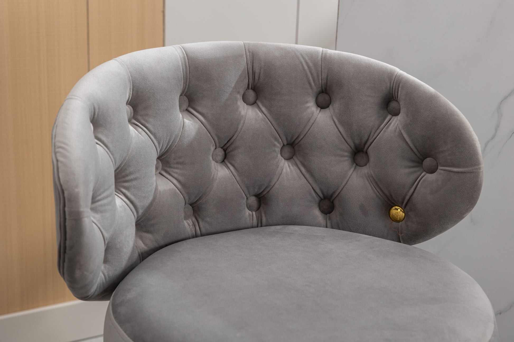 Coolmore Counter Height Bar Stools Set Of 2 For Kitchen Counter Solid Wood Legs With A Fixed Height Of 360 Degrees Gray Velvet