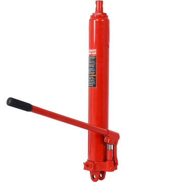 Hydraulic Long Ram Jack With Single Piston Pump And Clevis Base Fits: Garage Shop Cranes, Engine Hoists, And More : 8 Ton 16,000 Lb Capacity, Red Red Steel