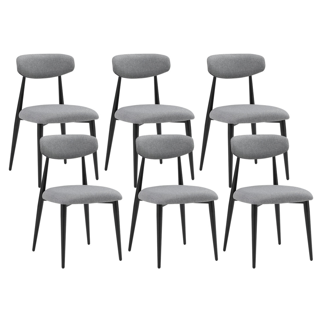 Set Of 6 Dining Chairs, Upholstered Chairs With Metal Legs For Kitchen Dining Room,Grey Gray Foam Metal