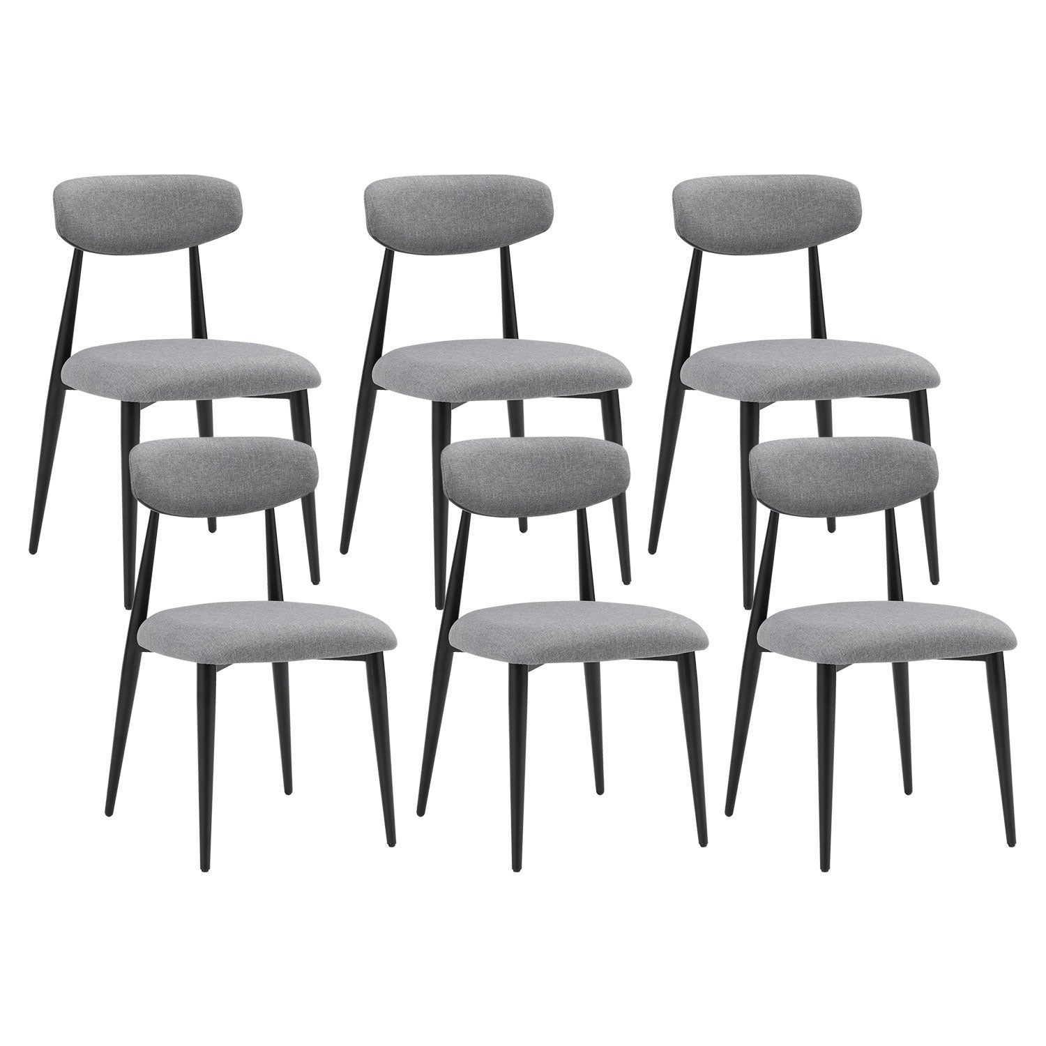 Set Of 6 Dining Chairs, Upholstered Chairs With Metal Legs For Kitchen Dining Room,Grey Gray Foam Metal