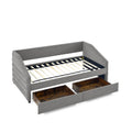 Twin Size Daybed With Two Drawers Trundle Upholstered Tufted Sofa Bed, Linen Fabric, Grey 82.5