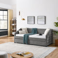 Twin Size Daybed With Two Drawers Trundle Upholstered Tufted Sofa Bed, Linen Fabric, Grey 82.5