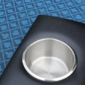 96Inch Oval Poker Table Detachable Armrest Chip Tray Blue Speed Cloth Surface Stainless Steel Pedestal Base Blue Stainless Steel