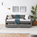 Twin Size Daybed With Two Drawers Trundle Upholstered Tufted Sofa Bed, Linen Fabric, Grey 82.5