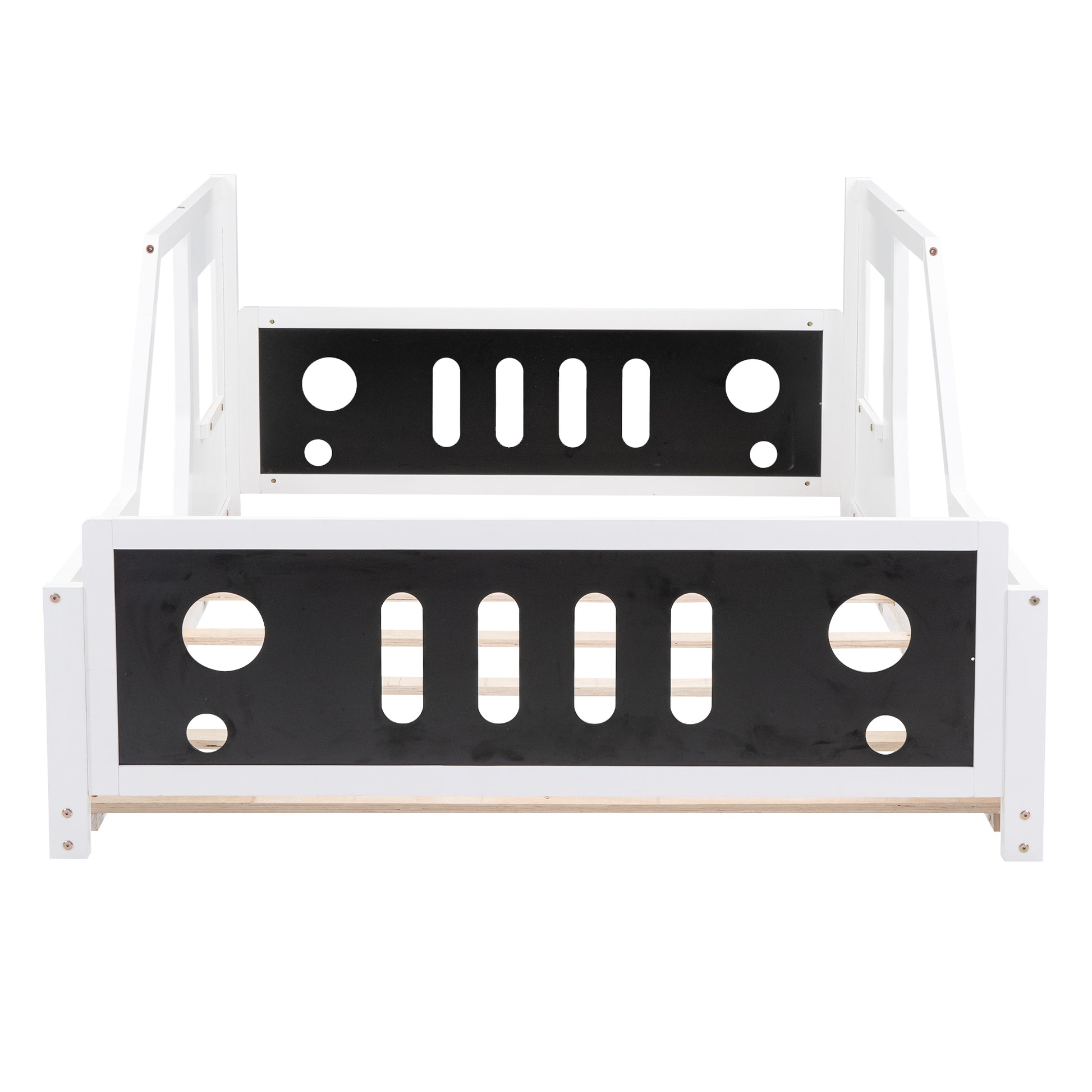 Full Size Classic Car Shaped Platform Bed With Wheels,White White Pine