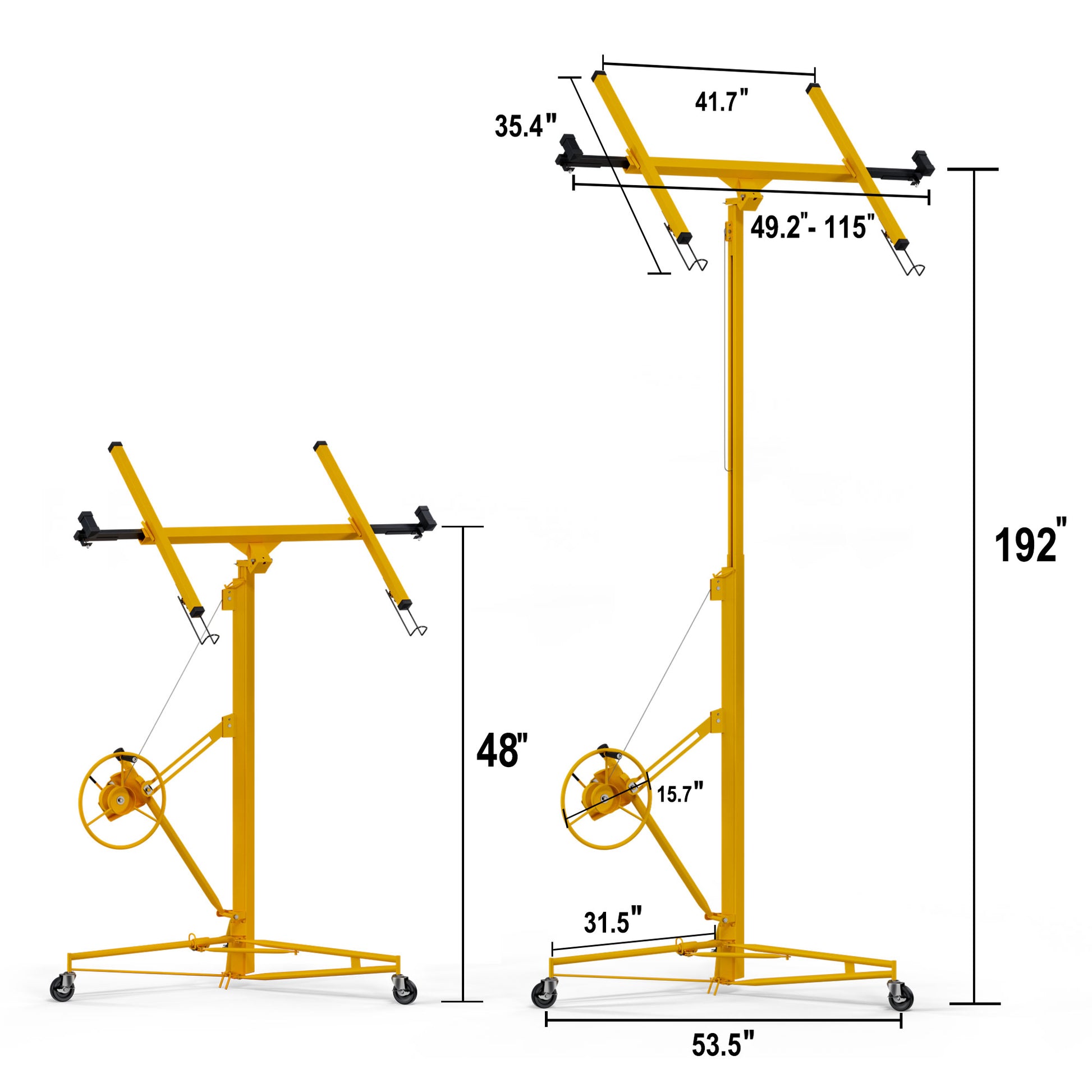 16Ft Lift Drywall Panel Hoist Jack For Ceiling Yellow Yellow Iron Plastic